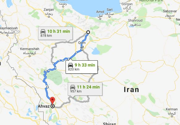 تاکسی بین شهری تهران به اهواز