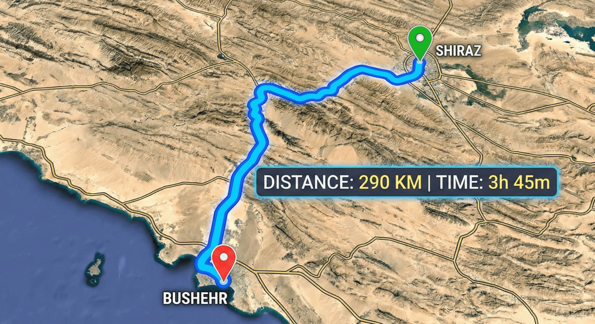  رزرو سواری شیراز به بوشهر ۱۴۰۵: فوری، دربستی و نفری با بهترین قیمت!